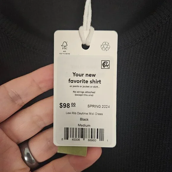 NWT Marine Layer Lexi Rib Dress Size Medium Black Sleeveless Midi Stretch - Picture 5 of 6